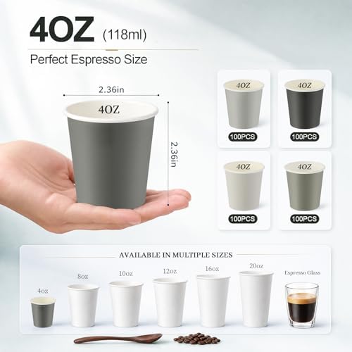 Roshtia 500 Pack 4 oz Paper Espresso Cups Elegant Gray Gradient Design, Small Disposable Cups for Espresso, Hot Tea, Baby Showers, Weddings, Parties, Picnics, Homes, Offices & Events - Image 3