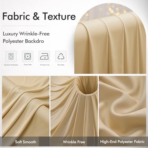 10ftx12ft Champagne Backdrop Curtain for Wedding Party 2 Panels 5×12FT Tall - Image 5
