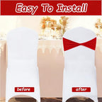 Red Chair Sashes Bows100 Pcs Red Chair Sashes Elastic Chair Cover Bands Ties Without Buckle for Wedding Birthday Party Ceremoney Events Decoration - Image 4