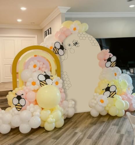 Dark Beige Bee Arch Backdrop Cover 8FT Hexagon Beehive Arch Spandex Cover for Baby Shower Birthday Party Wedding Decoration (No Stand) - Image 6