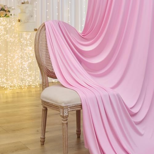 50×14 ft Pink Wrinkle Free Backdrop Curtain, Soft Silky Polyester Wedding Drapes 10 Panels 14ft Height Baby Pink Photo Backdrop Curtains for Parties Birthday Baby Shower Photography Background Cloth - Image 6