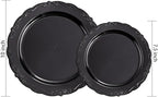 U-QE 100PCS Black Plastic Plates, Heavy Duty Black Plates - Image 2