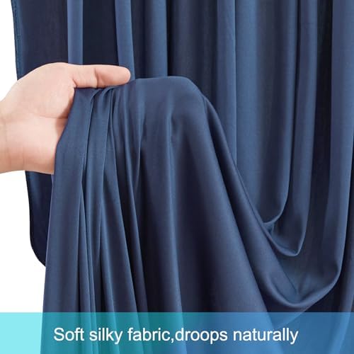 50ft x 12ft Navy Blue Backdrop Curtains Wrinkle Free Backdrop Curtain for Wedding Parties Blue Fabric Backdrops Drapes Back Drop Cloth Bridal Shower Stage Curtains Wedding Decorations for Reception - Image 6