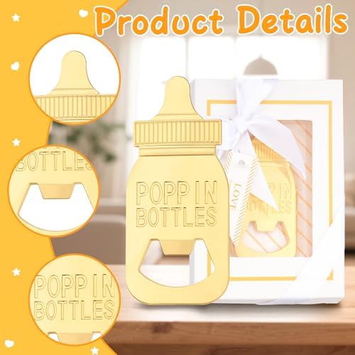 32 Pack Baby Bottle Openers with Gift Boxes - Poppin Bottle Opener Baby Shower Favors, Gender Reveal Decor & Wedding Souvenirs Return Gifts for Guests (White) - Image 4