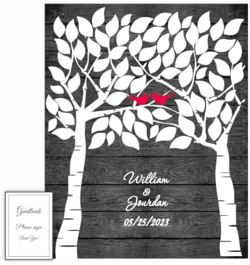Personalized Wedding Tree Print 50-200 signatures guest book Alternative by ALovelyDetail