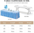Wish Care Blue Satin Table Clothes for 4 Foot Rectangle Tables - 4FT Wrinkle Resistant Glitter Rectangle Tablecloths, Party Table Covers for Wedding Banquet, Baby Shower, Birthday, Holiday Dinner - Image 3
