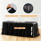 2-Pack Black 2-in-1 Tulle Tablecloth for 8-Foot Rectangular Table - Image 2