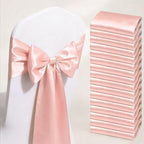 Blush Pink Chair Bows Sashes 50 Pack, Gankar Satin Light Rose Gold Chair Ribbons Ties for Wedding Party Birthday Gender Reveal Decoration by GANKAR