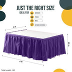 Exquisite Purple Table Skirt 48 Pack - Disposable Plastic Table Skirts for Rectangle Tables 6ft 8ft & Round Tables - 29in x 14ft Self-Adhesive Strip - Birthday Wedding Gender Reveal Decor - Image 4