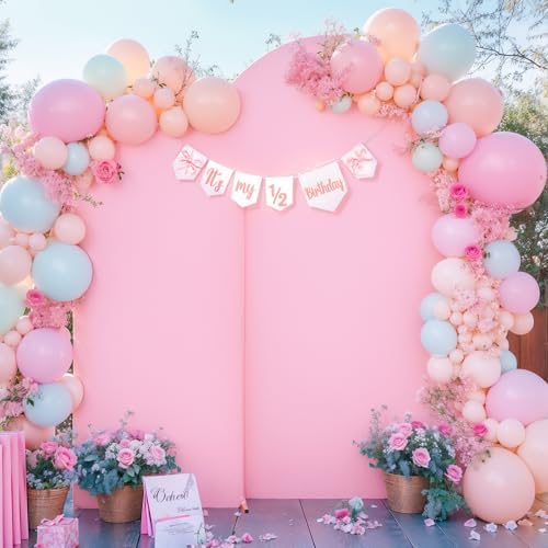 Purple Pink Arch Backdrop Covers 7.2FT 6FT Party Wedding Arch Covers Stretchy Backdrop Set of 2 Baby Shower Bridal Shower Photo Birthday Spandex Lavender Lilac Arch Cover - Image 2