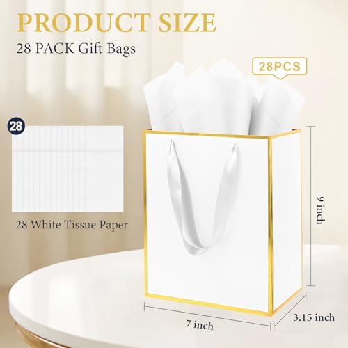 Addblu 28 Pack Bulk Luxury Gift Bags with Handles & 28 Tissue Papers - Image 2