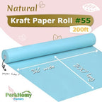 PerkHomy 36" x 2,400" (200') Light Blue Kraft Paper Roll for Craft Bulletin Board Paper Art Table Covering Crafting Gift Wrapping Bouquet Packing Parcel 80GSM 55LB (Light Blue, 36" x 200') - Image 2