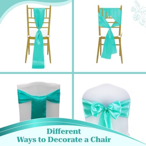 MDS® Pack of 50 Satin Chair Sashes for Wedding & Events – Sea Green - Image 4