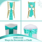 MDS® Pack of 100 Satin Chair Sashes for Wedding & Events – Sea Green - Image 4