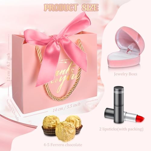 Colarr 60 Pcs Small Thank You Gift Bags with Handles,Dusty Rose Pink Ribbon - Image 2