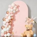 6.6FT Pale Pink Arch Backdrop Cover - Polyester Fitted Wedding Arch Stand Covers Round Top Chiara Arch Backdrop Cover for Birthday Party Banquet Photo Background Decoration by WishCare