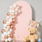 7.2FT Pale Pink Arch Backdrop Cover - Polyester Fitted Wedding Arch Stand Covers Round Top Chiara Arch Backdrop Cover for Birthday Party Banquet Photo Background Decoration by WishCare