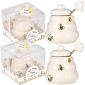 12-Pack Ceramic Beehive Honey Pot with Dipper，Honey Jar Serving Set with Exquisiting Package for Wedding Favor,Bridal Shower Favor, Baby Shower Favor，Party & Home Kitchen (12) by ZhiSheng