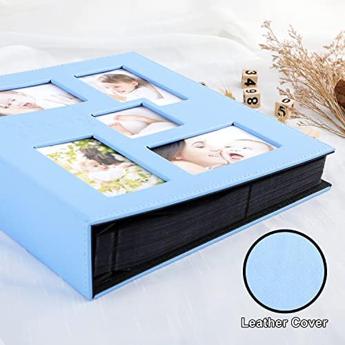 Ywlake Baby Photo Album 4x6 1000 Pocket Pictures, Leather Large Capacity Newborn Shower Boy Bebe Album Holds 1000 Horizontal Vertical Photos Blue - Image 3