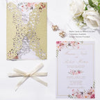 50PCS Gold Wedding Invitations, with Blank Cards Custom Your Party Invites - Image 4
