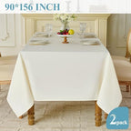 VidaFete Classic Series 2 Pack 90 * 156inch Ivory Rectangle Tablecloth - Image 5