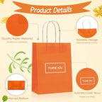 100 Pcs Thank You Paper Bags, 8 x 4 x 10 in, Handles, 6 Fall Colors - Image 5