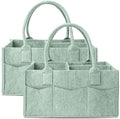 Cute Castle 2 Pack Diaper Caddy Organizer - Portable Baby Caddy Organizer with Handle, Nursery Storage Bin and Car Organizer for Girls, Boys - Baby Gift Basket - Green, Large by Cute+Castle