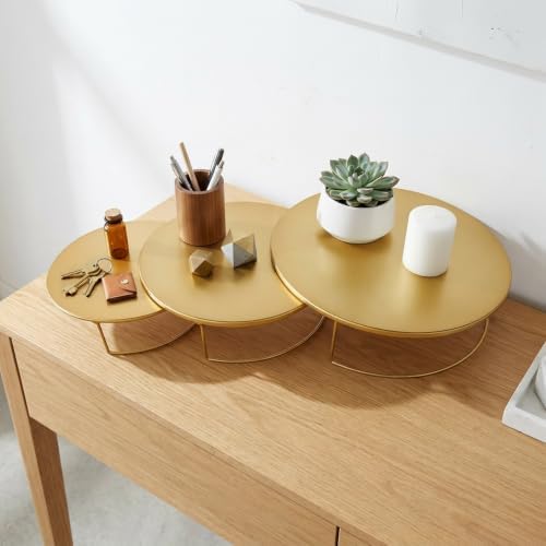 Gold 3Pcs Half-Circle Nesting Metal Cake Stand Set 8/10/12 Inch Tray - Image 2