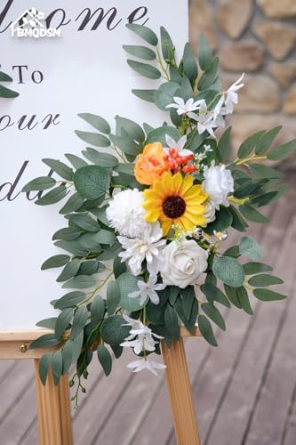 Wedding Arch Faux Flowers Set of 2 Greenery Garland for Wedding Decor Ceremony and Reception Backdrop Decoration (Sunflower) - Image 4