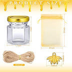 Nuogo 100 Set 1.5 oz Mini Hexagon Glass Honey Jars with Lids Bulk - Image 2
