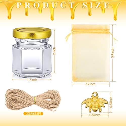 Nuogo 100 Set 1.5 oz Mini Hexagon Glass Honey Jars with Lids Bulk - Image 2
