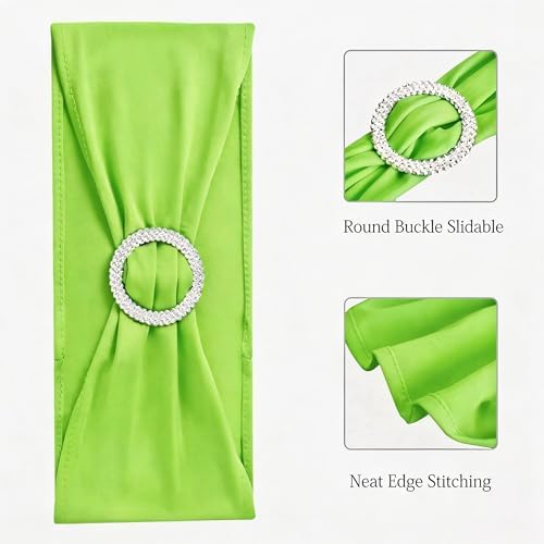 50 Stretch Spandex Light Green Chair Sashes for Wedding Chair Bows Bands with Slider Buckles Fitting Party Feast Banquet Restaurant Event Bridal Baby Shower Decoration - Image 3