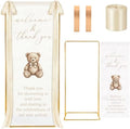 Baby Shower Welcome Linen Sign Stand with Satin Ribbon, Beige by Unknown