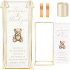 Baby Shower Welcome Linen Sign Stand with Satin Ribbon, Beige by Unknown