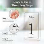 Acrylic Table Numbers 1-20 with Stand, Printed Black Font on 4x6 inch Acrylic, Clear Table Number Signs and Holders, Centerpiece for Events, Weddings, Reception, Party, Anniversary, and Decoration - Image 3