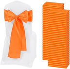 60 PCS Orange Satin Chair Sashes, 7 x 108 Inch by REWOMC