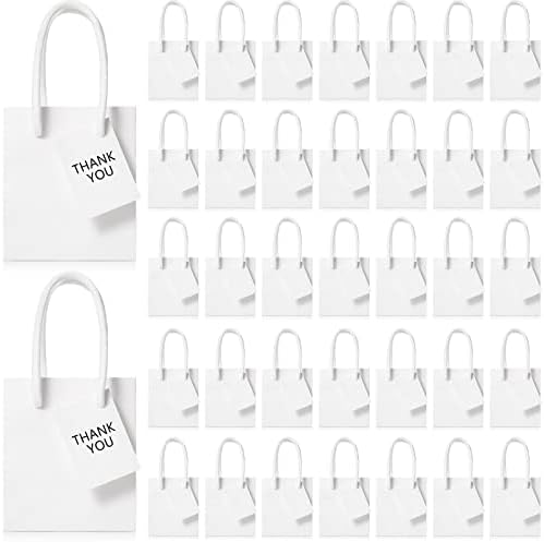 Zhehao 50 Pack Mini Gift Bags Bulk with Handles and Tags,White by Zhehao