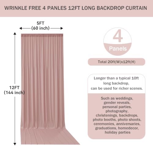 20FTx12FT Dusty Pink Backdrop Curtains for Weddings, Birthdays and Photos - Image 4