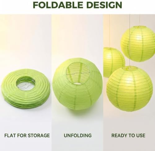 16 inch Chinese Lanterns Large Paper Lanterns Green 5 Packs (Green, 16 inch) - Image 5