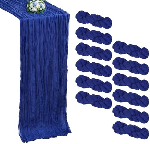 12 Pack Royal Blue Cheesecloth Table Runner 10Ft 23 x 120 Inch by RestfulGlow