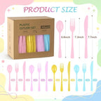 300Pcs Pastel Plastic Silverware Set, Full Size Disposable for Dinner - Image 7