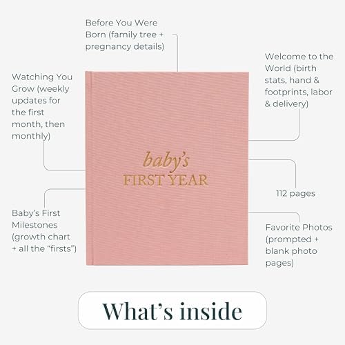 Duncan & Stone Baby Book First Year, Linen Memory Keepsake, Sage Green, 112 - Image 4