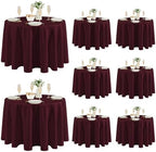 Fitable 8 Pack Burgundy Tablecloths 120 Inch Round for 48"-96" Tables by Fitable