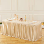 Wish Care Deep Champagne Polyester Table Clothes for 4 Foot Rectangle Tables, Wrinkle Free Fitted Table Cover with Pleated Ruffle Table Skirt for Birthday Party Wedding Trade Show Event Display - Image 2