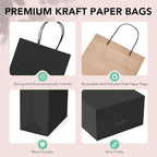 METRONIC 400 Pcs Black Paper Gift Bags with Handles 8x4.25x10.5 Inch Bulk - Image 5