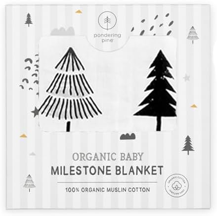 Pondering Pine Organic Baby Monthly Milestone Blanket Boy - Baby Bear Blanket with Month Marker Frame and Newborn Announcement Disc - 1-12 Months Milestones, Woodland, 47”x47” - Image 7