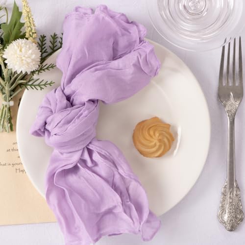 Cloth Napkins Set of 60 21"x21" Reusable Cheesecloth Napkins Lilac Purple - Image 5