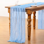 DeZerlor Baby Blue Cheesecloth Table Runners 6 Pack Summer Boho Runners - Image 6