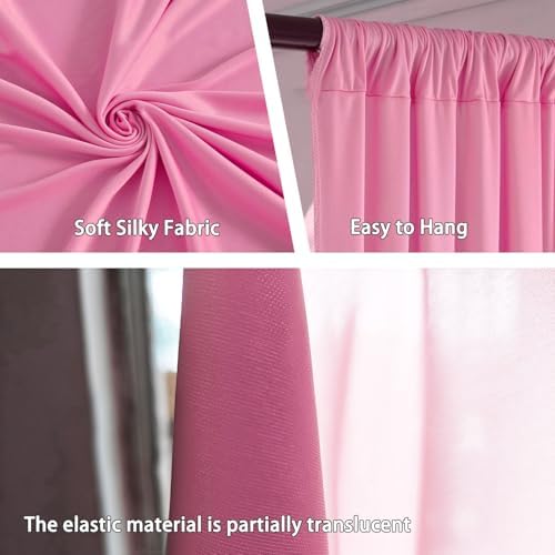 10 x 10 Feet New Pink A Backdrop Curtain for Partie, Background Curtains for Photoshoot, Birthday, Wedding, Mardi Gras, Easter, Mother's Day Party Decorations 5Ft x 10Ft, 2 Panels - Image 3