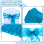 MDS Pack of 75 Organza Chair Sashes for Wedding & Event Décor – Dark Teal - Image 4